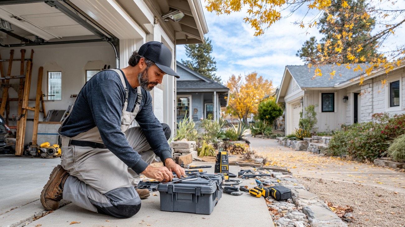 Garage door opener repair in progress