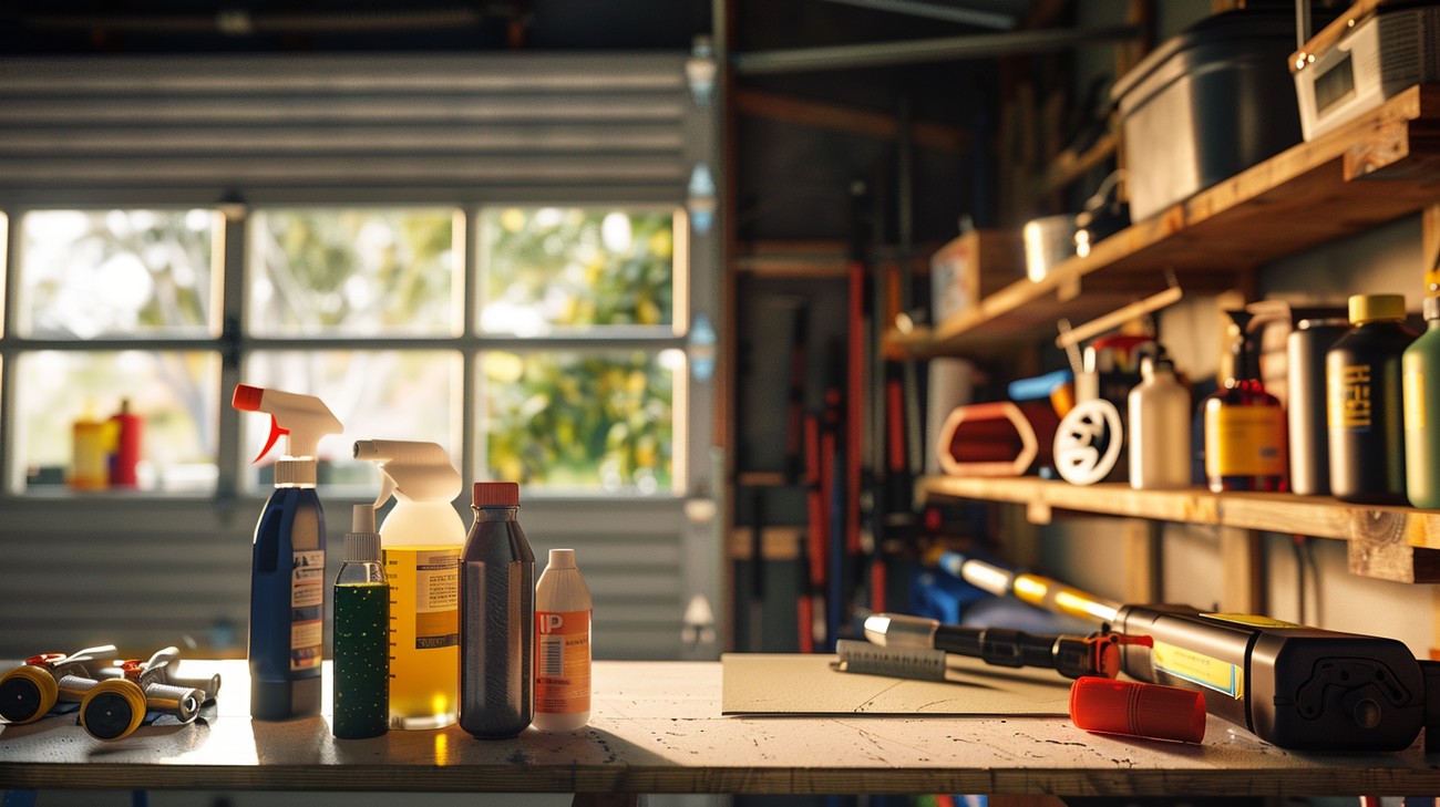 Homeowner lubricating garage door hardware